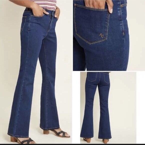 Modcloth NEW All Around Effortless Flare Leg Jeans MC Logo Embroidered Sz Small - Picture 1 of 11